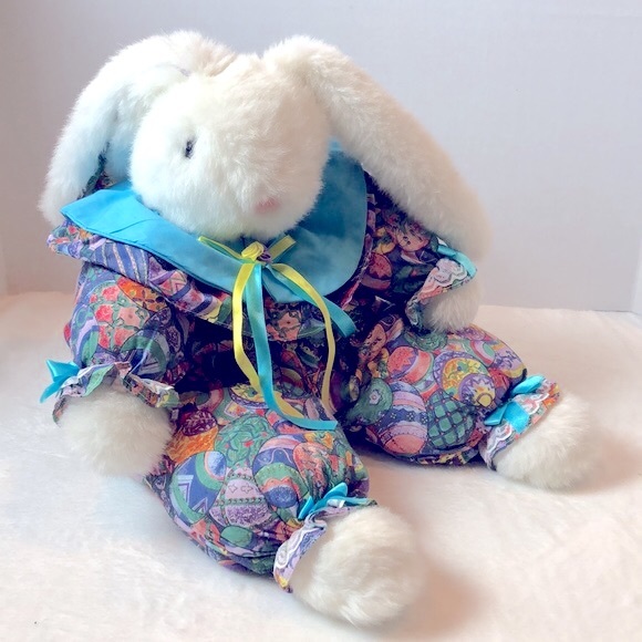 ToyoRama Floppy Body Puffy Bunny Rabbit Plush Easter Egg Fabric Ribbon Vintage - Picture 6 of 10
